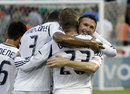 David Beckham is congratulated by his team-mates