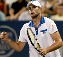 Andy Roddick pumps his fist after victory