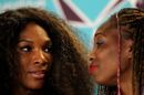 Serena Williams looks at Venus Williams