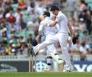 James Anderson kicks out in frustration