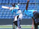 Angelo Mathews plays a shot during a practice session