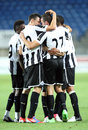Steven Taylor is mobbed by his team-mates