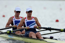 Katherine Grainger and Anna Watkins compete in the double sculls