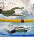 Chad le Clos and Michael Phelps compete in the 200m butterfly