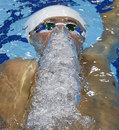 Ryan Lochte lets out a breath in the 200m backstroke