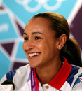 Jessica Ennis smiles during a press conference