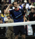 Andy Murray celebrates his victory over Novak Djokovic