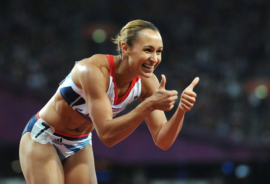 Jessica Ennis reacts to her 200m