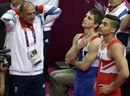 Max Whitlock and Louis Smith are shocked at the score