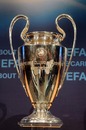 A close-up shot of the Champions League trophy