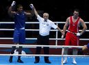 Anthony Joshua is proclaimed the winner against Roberto Cammarelle