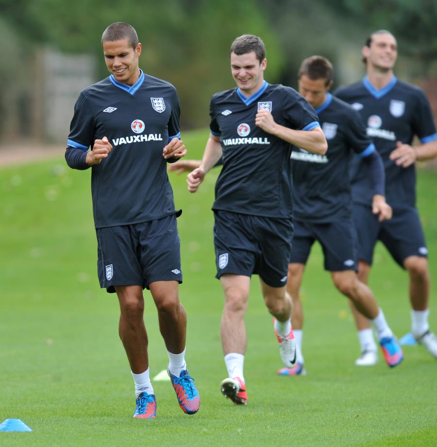 Jack Rodwell is put through his paces during England training