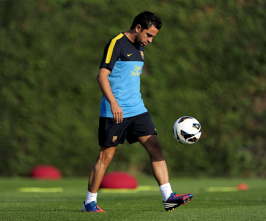 Xavi in action during a training session