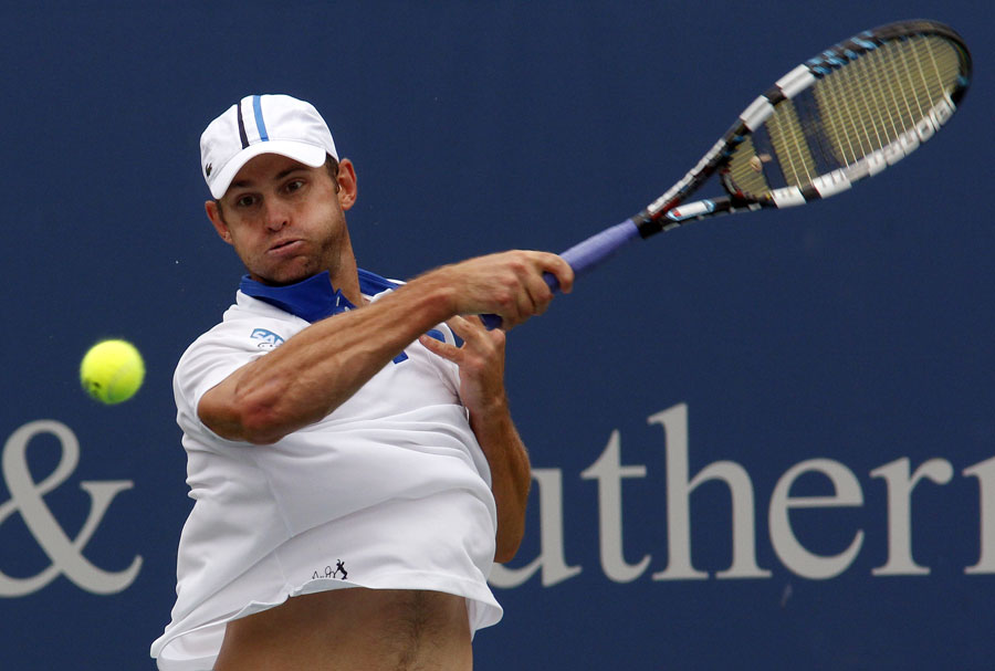 Andy Roddick hits a forehand