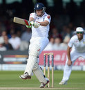 Jonny Bairstow pulls during his maiden Test fifty