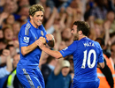 Fernando Torres and Juan Mata celebrate