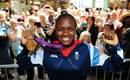 Nicola Adams poses with her gold medal