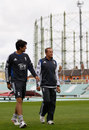 Alastair Cook and Andy Flower take a stroll across the outfield