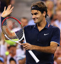 Roger Federer thanks the crowd following his victory