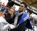 Hugo Lloris waves to the supporters before Lyon v Valenciennes