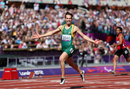 Australia's Evan O'Hanlon celebrates winning the Gold Medal for the Men's 200m