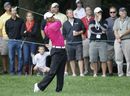 Tiger Woods looks for the green during the third round 