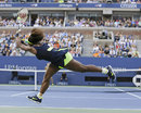 Serena Williams stretches for the ball