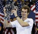 Andy Murray lifts the US Open trophy