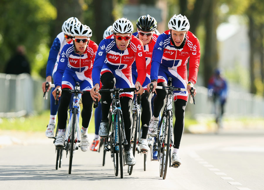 The GB team set out on a training ride