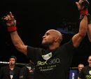 Demetrious Johnson reacts after defeating Ian McCall