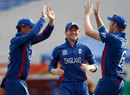 England celebrate an early wicket