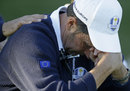 Jose Maria Olazabal clasps his hands together