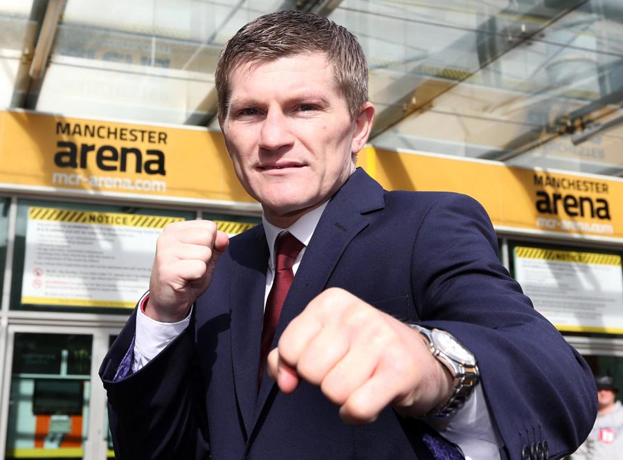 Ricky Hatton poses for photographers after announcing his opponent Vyacheslav Senchenko