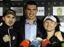 Zaur Baysangurov, Wladimir Klitschko and Lukas Konecny pose for photographers