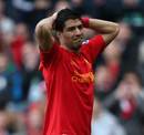 Luis Suarez shows his frustration