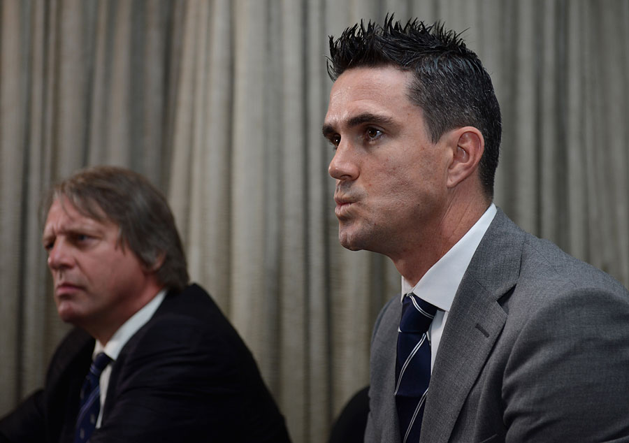 Kevin Pietersen and Giles Clarke at their press conference