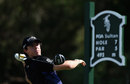 Rory McIlroy loses control of a tee shot