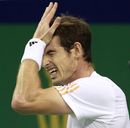 Andy Murray reacts after missing a point against Novak Djokovic 
