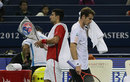 Novak Djokovic and Andy Murray change ends