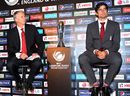 Steve Elworthy and Alastair Cook address the media during the ICC Champions Trophy 2013 Launch