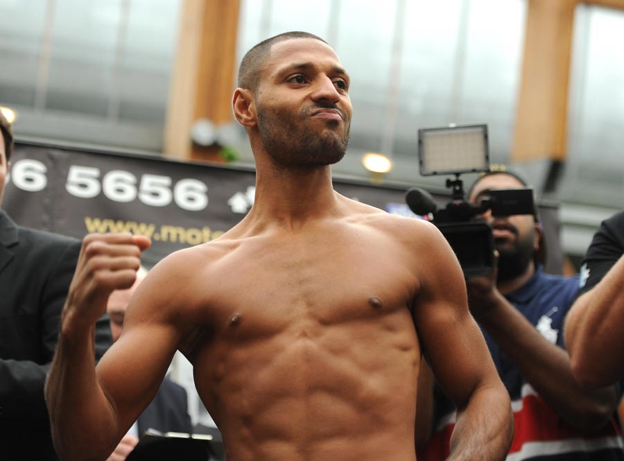 Kell Brook poses during the weigh-in