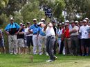 Paul Casey plays his approach shot on the 18th hole