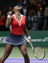 Serena Williams pumps her fist