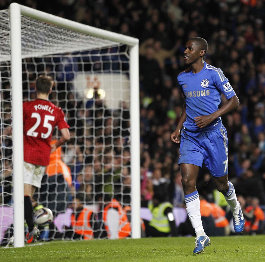 Ramires celebrates scoring Chelsea's fifth goal