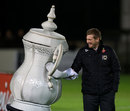 Karl Robinson greets the FA Cup mascot before kick-off
