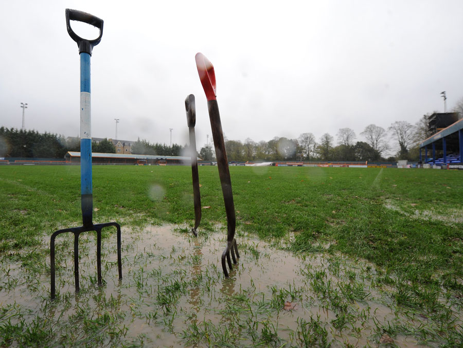 Play is called off due to a waterlogged pitch