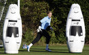 Joe Hart moves for a ball during Manchester City training