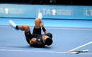 Novak Djokovic takes a tumble