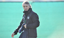 Roberto Mancini prepares to take training