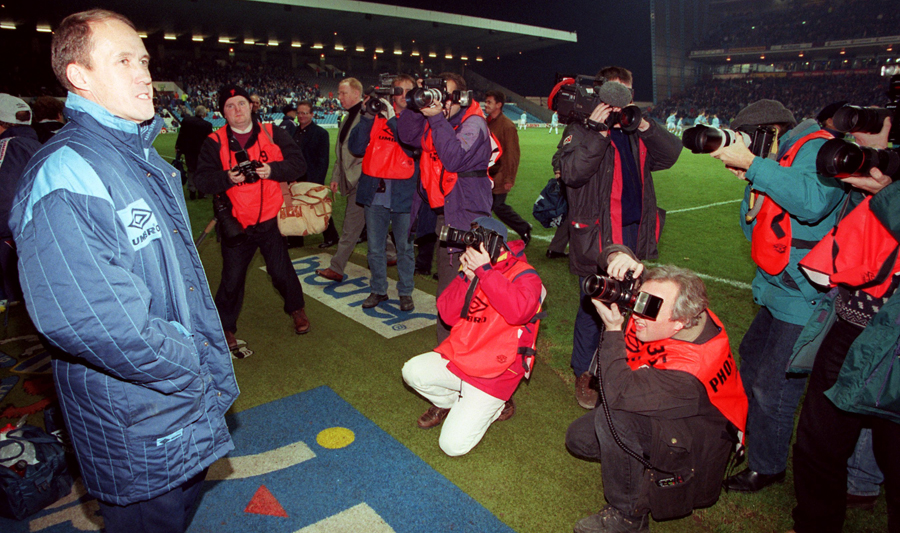 Phil Neal faces the photographers ahead of his first game as Manchester City caretaker manager